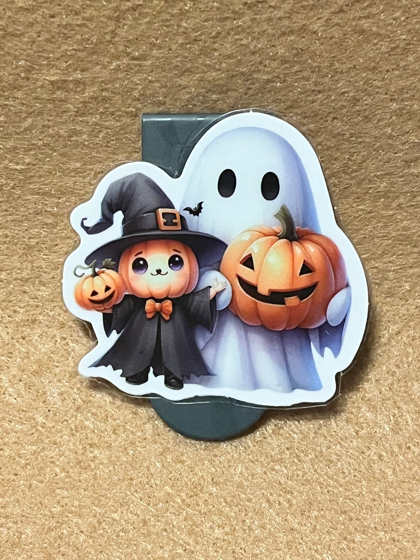 Ghost and pumpkin witch